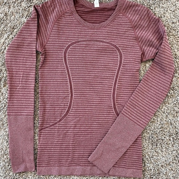 NWOT Lululemon Swiftly Tech Long Sleeve Crew Heathered Bordeaux Color Size 6 - Picture 4 of 12